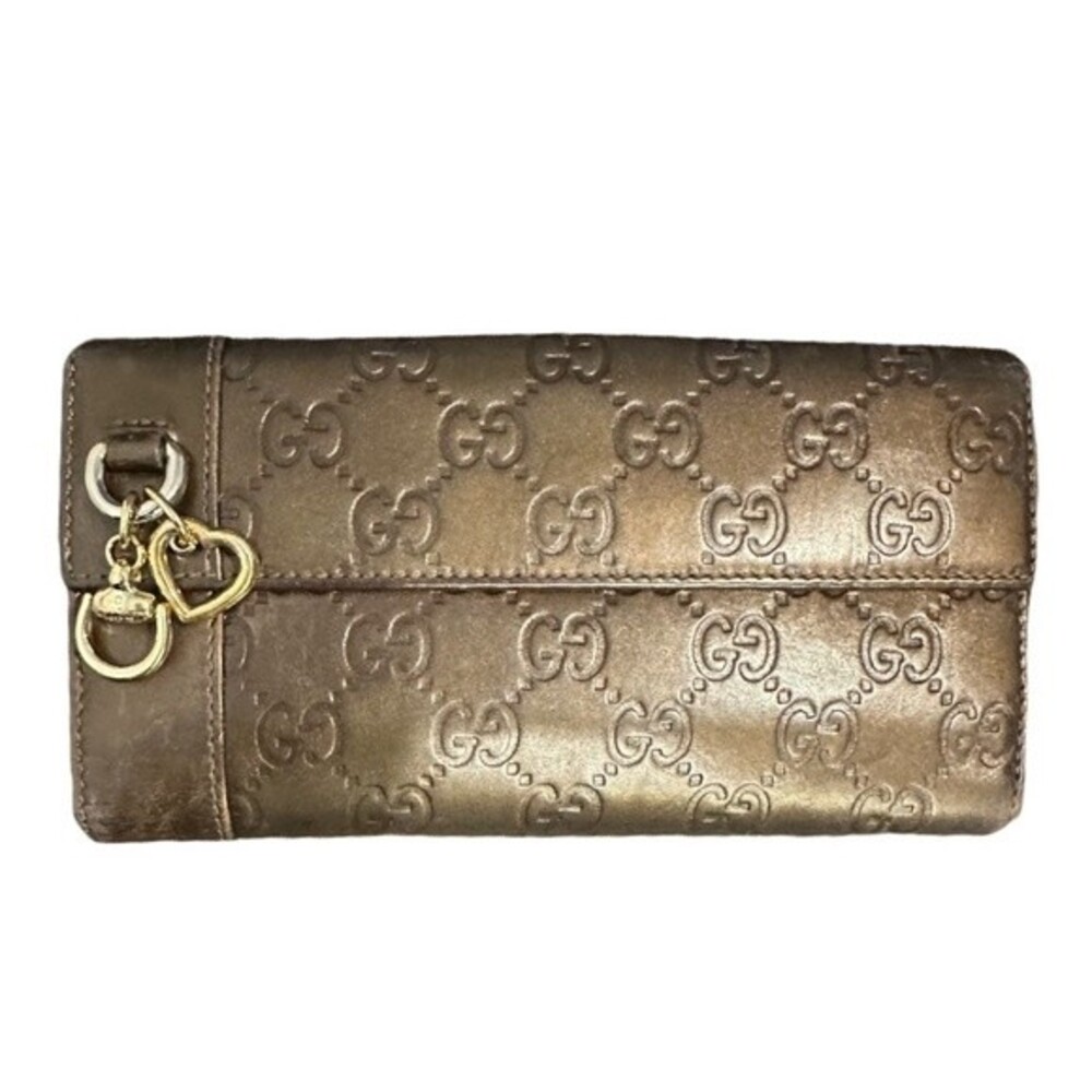 Gucci Wallet Purse Long Wallet Guccissima Brown Gold